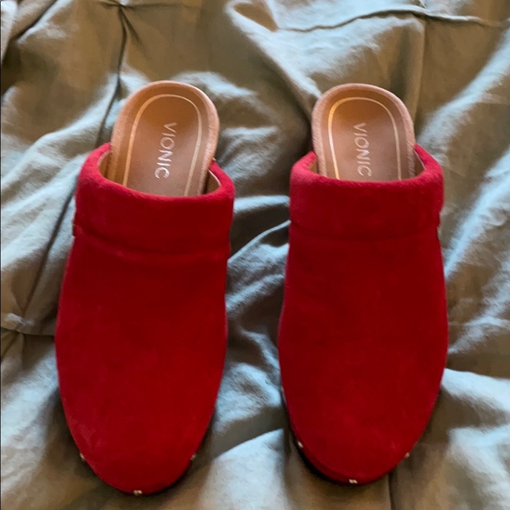 Red Vionic Clogs